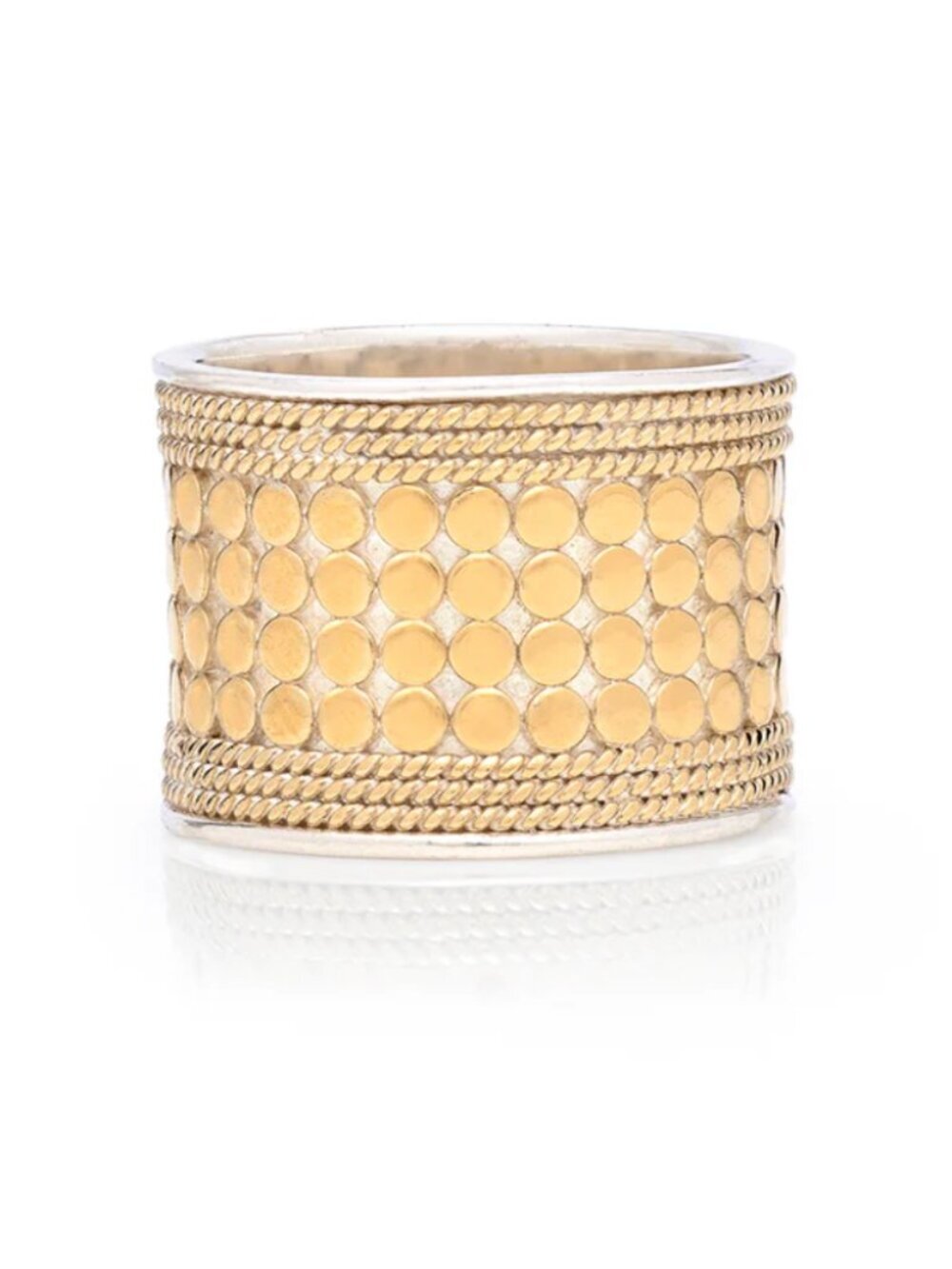 Anna Beck Classic Band Ring Womens 10 Two Tone 18K Gold .925 Sterling Silver